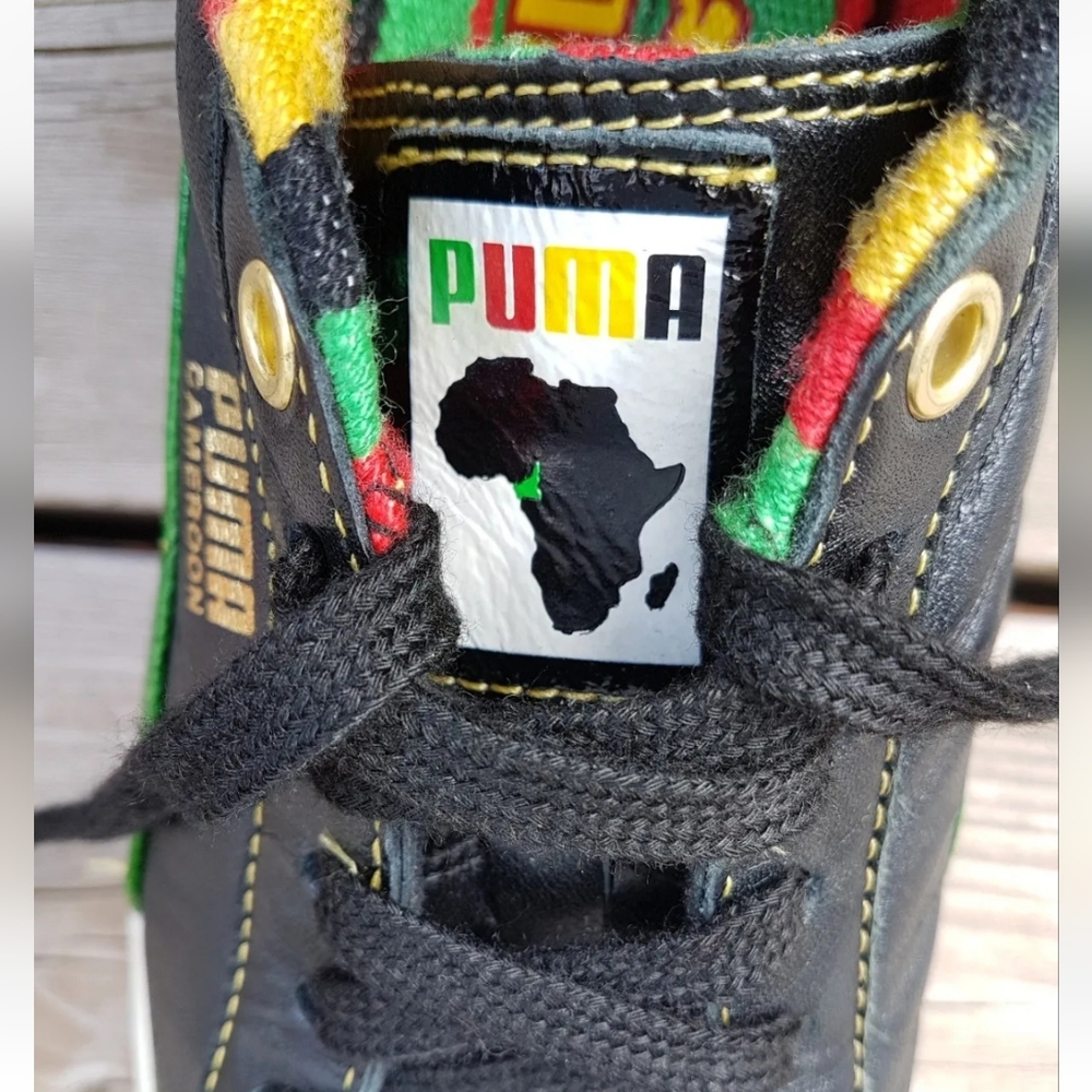 PUMA x Cameroon Eto AFRICAN CUP Football Sneakers BLACK/ POWER GREEN US 5.5